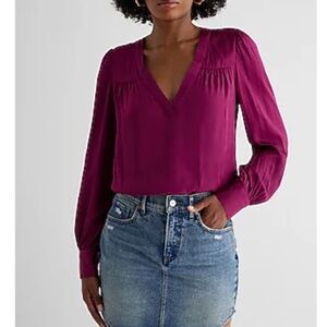 Express Deep Purple V-Neck Blouse
